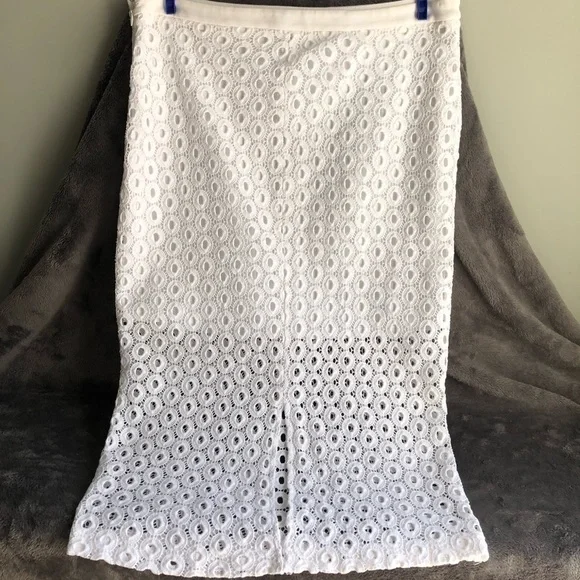 𝅺EXPRESS white eyelet lace‎ pencil skirt size 10 #s1119 - Picture 2 of 9